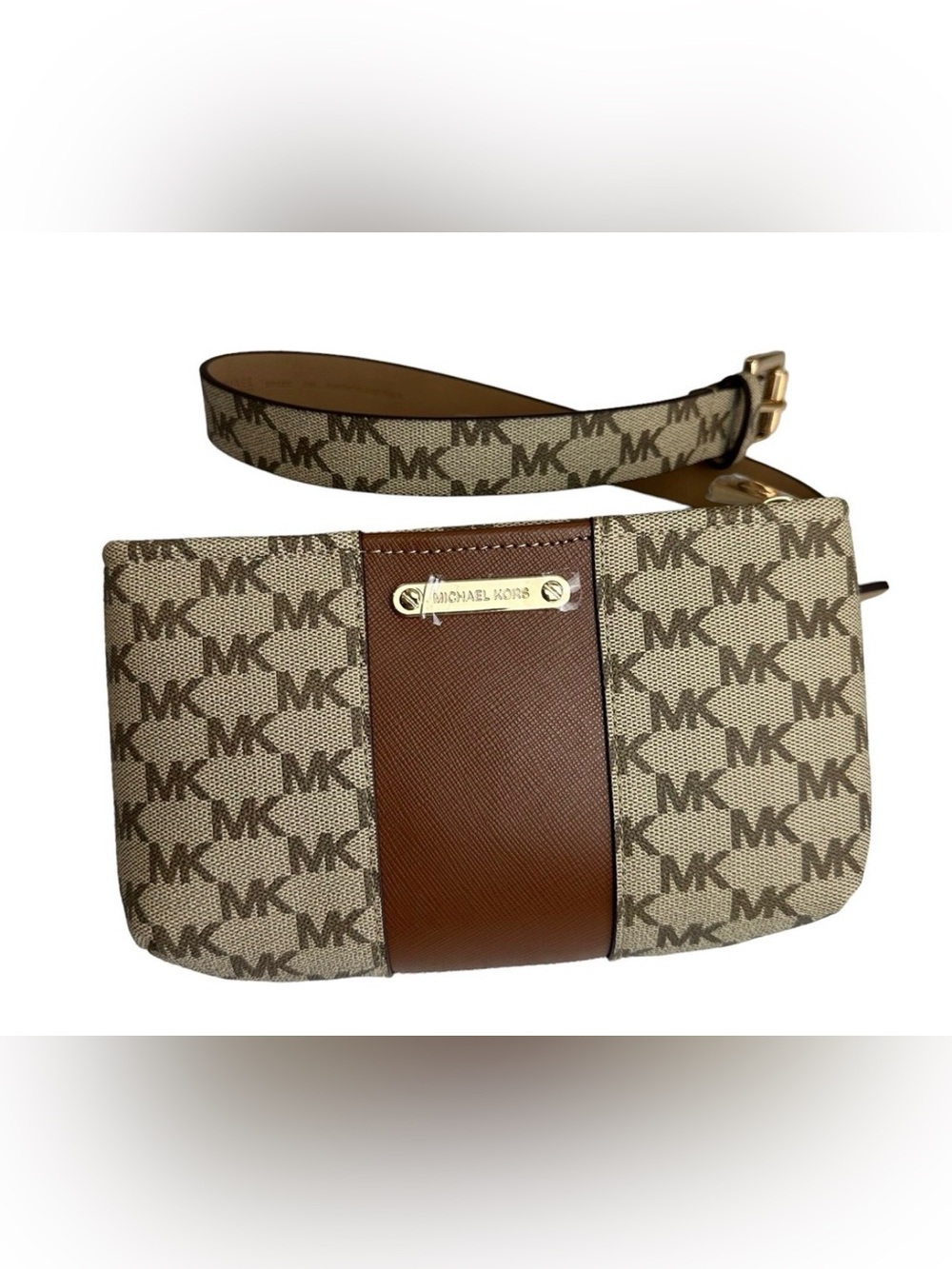 Michael Kors Logo Tan Adjustable Waist Belt Bag Fanny Pack ~ S/M